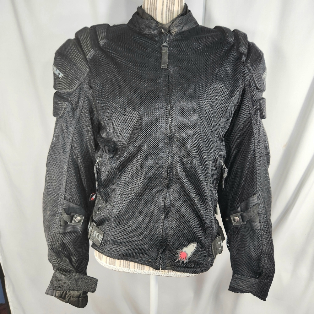 Joe Rocket Racing Motorcycle Black Mesh Full Zip Adjustable Lined Jacket Small